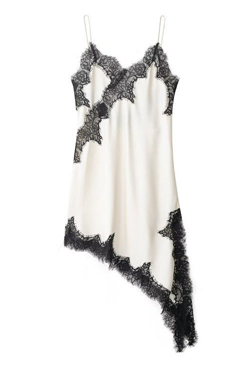 Karleedress Spaghetti Strap Lace V Neck Irregular Hem Mini Dress