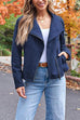 Karleedress Zip Up Pocketed Faux Suede Moto Jacket(in 7 Colors)