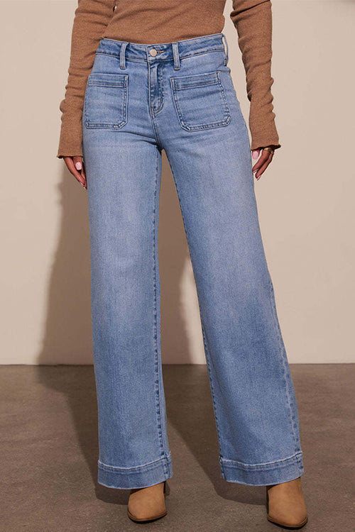 Karleedress Chic Straight Wide Leg Denim Pants