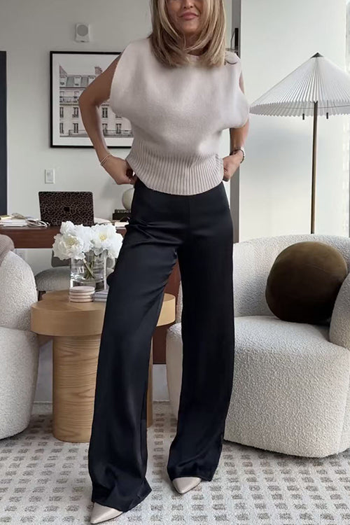 Karleedress High Rise Straight Leg Satin Pants