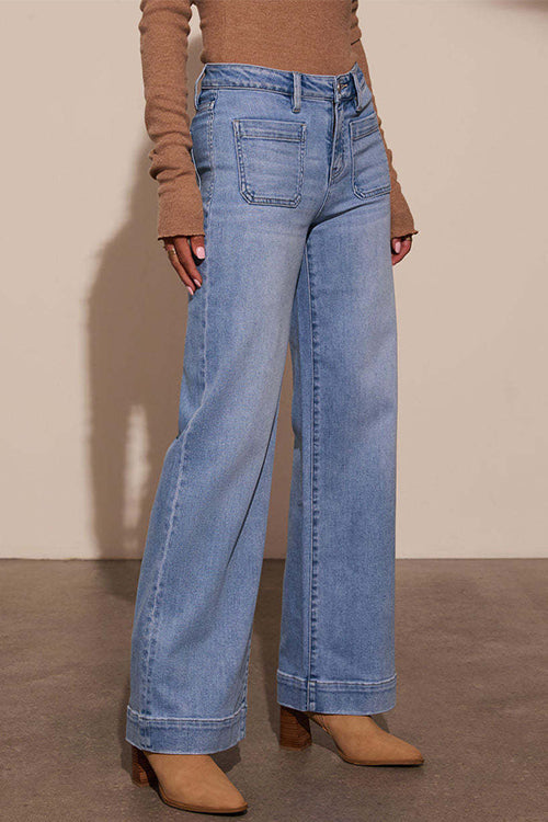 Karleedress Chic Straight Wide Leg Denim Pants