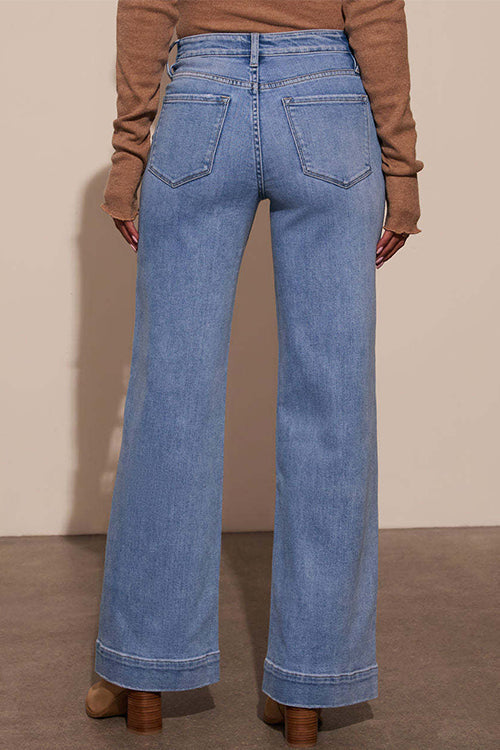 Karleedress Chic Straight Wide Leg Denim Pants