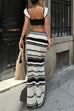 Karleedress Striped V Neck Ruffle Crop Top and Bodycon Maxi Skirt Crochet Knit Set