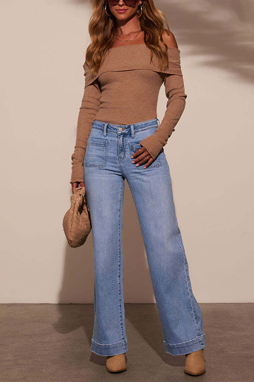 Karleedress Chic Straight Wide Leg Denim Pants