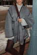 Karleedress Open Front Pocketed Splice Coat with Belt