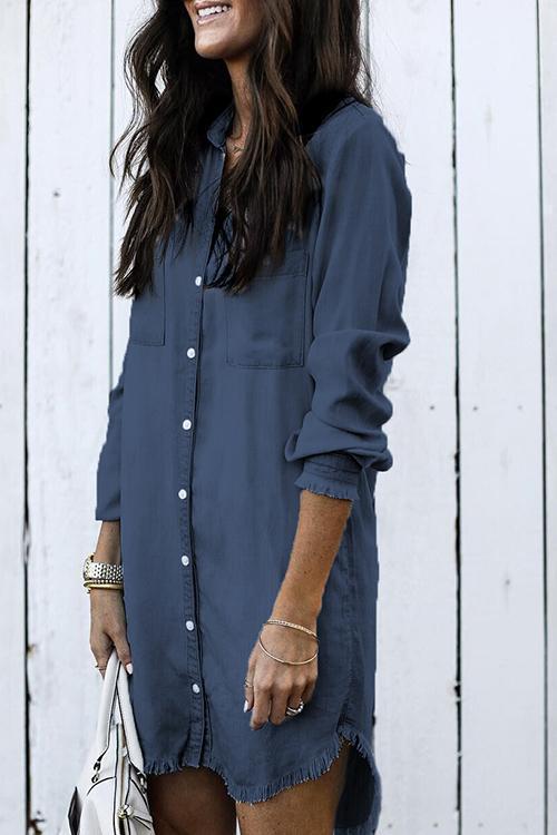 Karleedress Hot Sale Button Down Denim Shirt Dress ( 2 Colors)