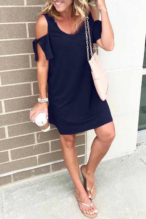 Karleedress V Neck Dew Shoulder T Shirt Dress