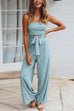 Karleedress Off Shoulder Bow Tie Waist Wide Leg Jumpsuit
