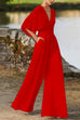 Karleedress Deep V Neck High Waist Wide Leg Jumpsuit