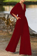Karleedress Deep V Neck High Waist Wide Leg Jumpsuit