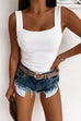 Karleedress Square Neck Ribbed Knit Tank Top