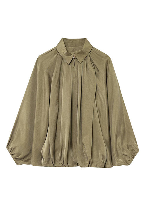 Karleedress Lapel Batwing Sleeves Zip Up Bomber Jacket
