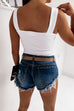 Karleedress Square Neck Ribbed Knit Tank Top
