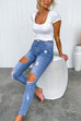 High Rise Ripped Skinny Denim Pants