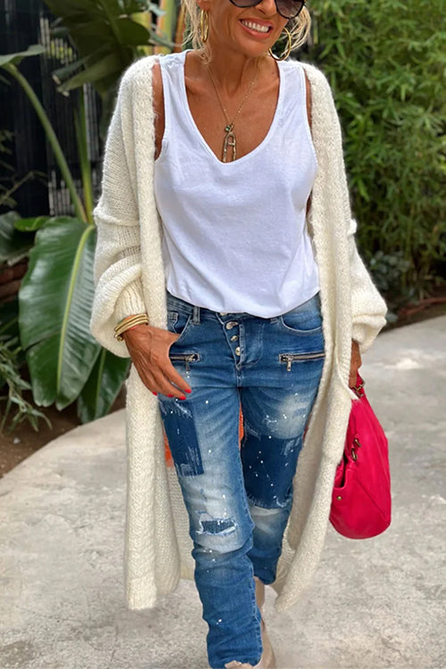 Karleedress Open Front Love and Peace Pattern Long Sweater Cardigan(in 5 Colors)