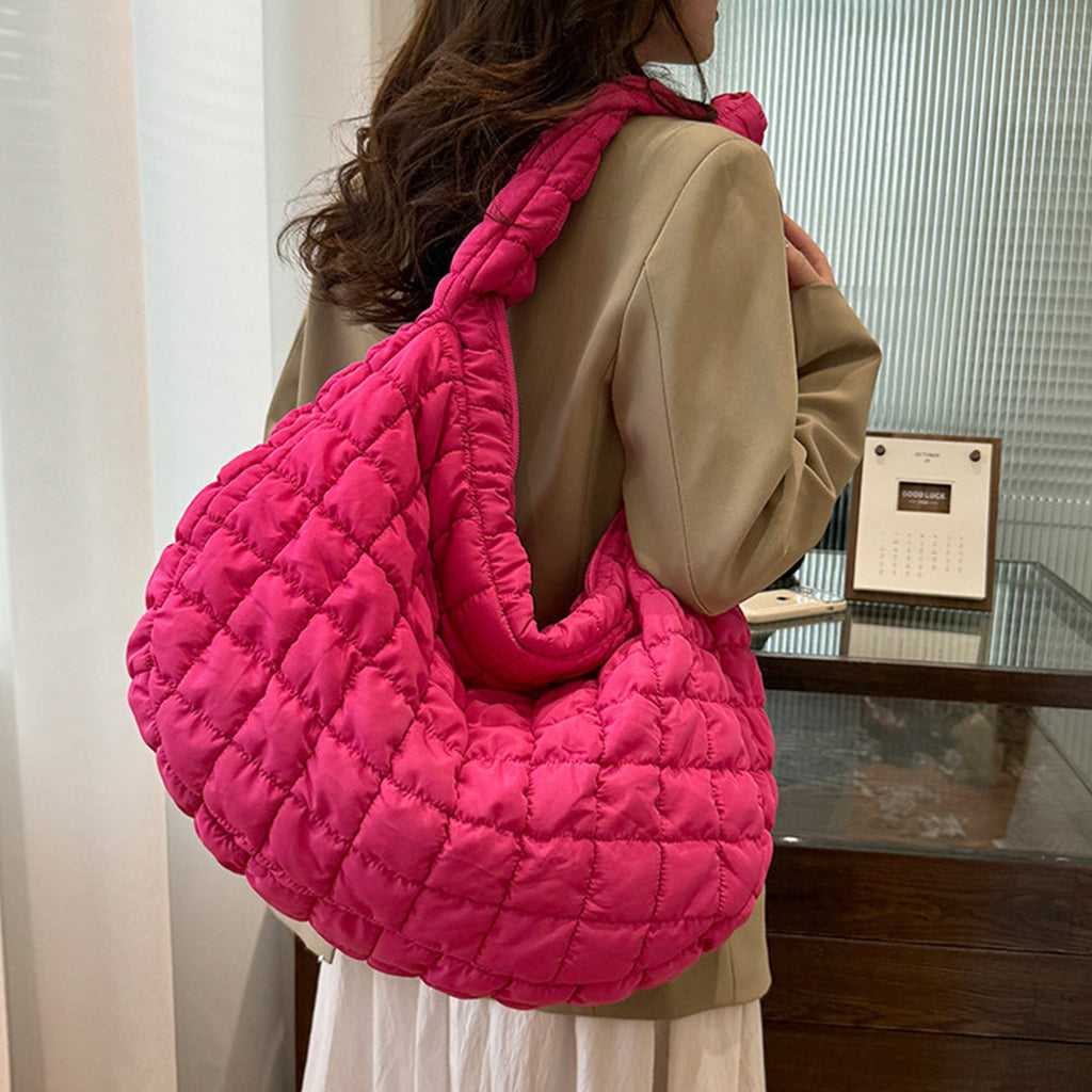 Karleedress Lightweight Quilted Grid Puffer Tote Bag