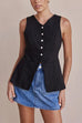 Karleedress Single Breasted Pocketed Solid Vest