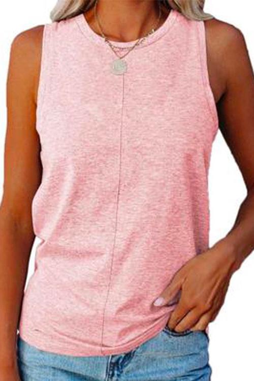 Karleedress Solid Crewneck Casual Tank Top