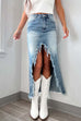Karleedress Frayed High Low Hem Distressed Maxi Skirt