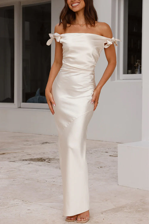 Karleedress Bow Knot Off Shoulder Maxi Party Dress