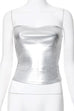 Karleedress Strapless Metallic Crop Tube Top