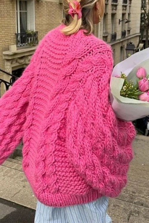 Karleedress Round Neck Oversized Cable Knit Sweater