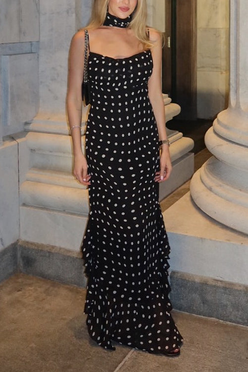 Karleedress Ruffle Hem Polka Dot Maxi Cami Dress
