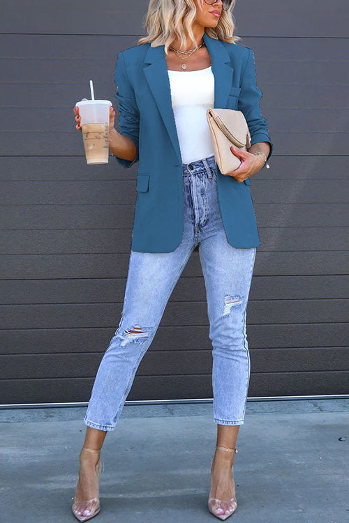 Karleedress Classic Single Button Back Slit Pocketed Blazer