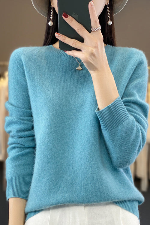 Karleedress Crewneck Solid Comfy Pullover Sweater