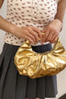 Karleedress Metallic Ruched Faux Leather Funky Handbag
