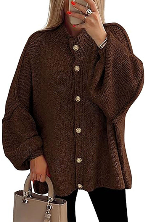 Karleedress Button Up Balloon Sleeves Sweater Cardigan