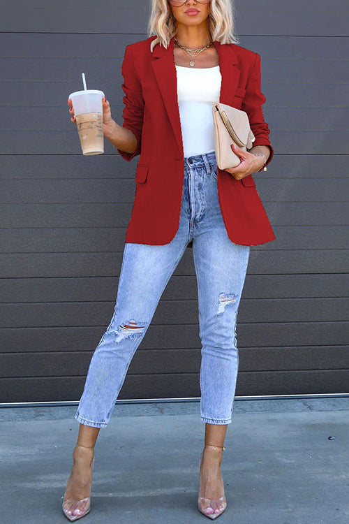 Karleedress Classic Single Button Back Slit Pocketed Blazer