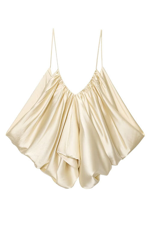 Karleedress Spaghetti Strap Draped Satin Top