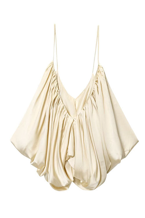 Karleedress Spaghetti Strap Draped Satin Top