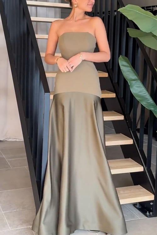 Karleedress Strapless Patchwork Flare Gown Maxi Party Dress