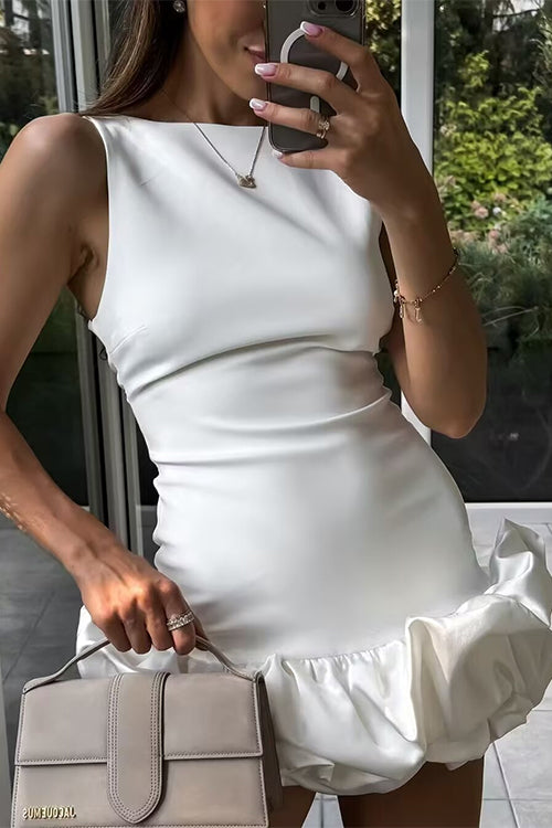 Karleedress Backless Ruffle Hem Bodycon Mini Cami Dress