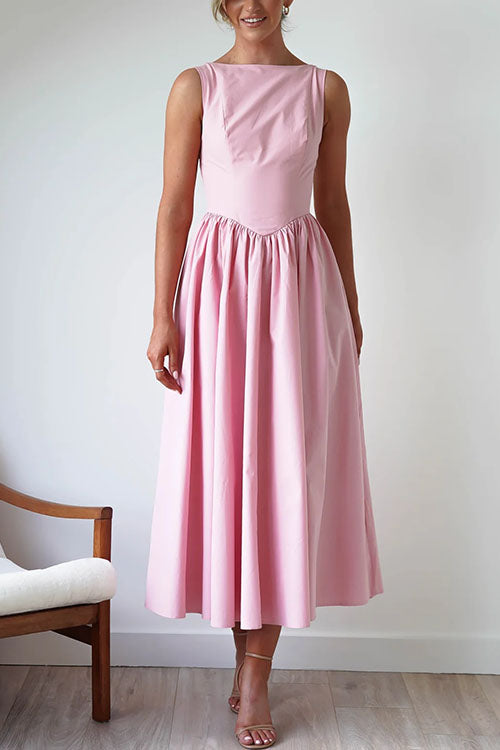 Karleedress Sleeveless Open Back Swing Midi Dress