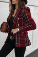 Karleedress Double Breasted Open Front Plaid Blazer Jacket