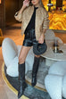 Karleedress Stand Collar Zip Up Pocketed Sequin Jacket