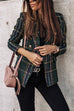 Karleedress Double Breasted Open Front Plaid Blazer Jacket
