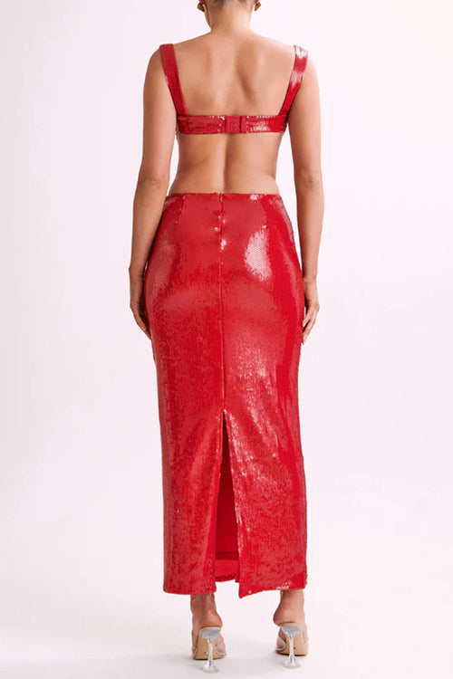 Karleedress Sleeveless Open Back Sequin Bodycon Maxi Party Dress