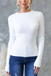 Karleedress Long Sleeves Solid Ribbed Knit Top