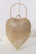 Karleedress Luxury Heart Shape Rhinestones Tassel Evening Handbag