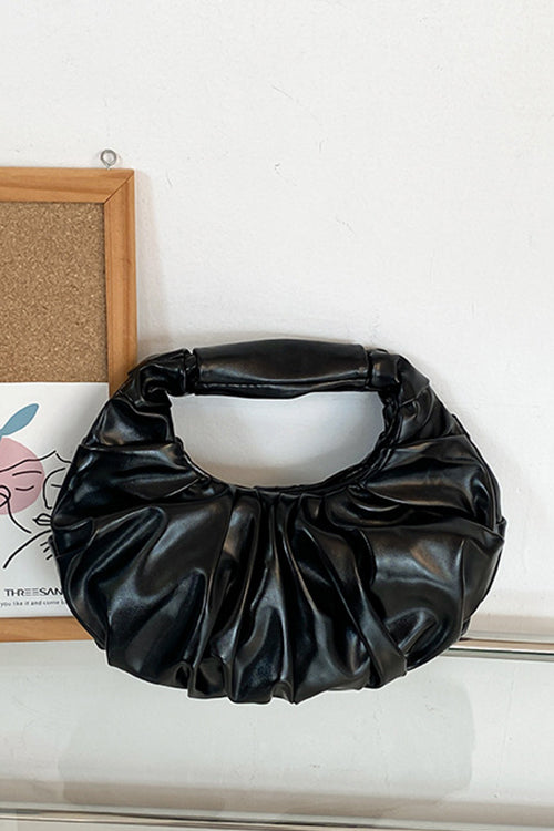 Karleedress Metallic Ruched Faux Leather Funky Handbag