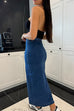 Karleedress Button Down Slit Midi Denim Skirt