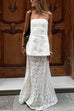 Karleedress Elastic WaistBand Lace Hollow Out Maxi Skirt
