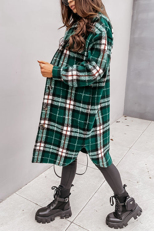 Karleedress Long Sleeves Button Up Plaid Casual Shacket Jacket