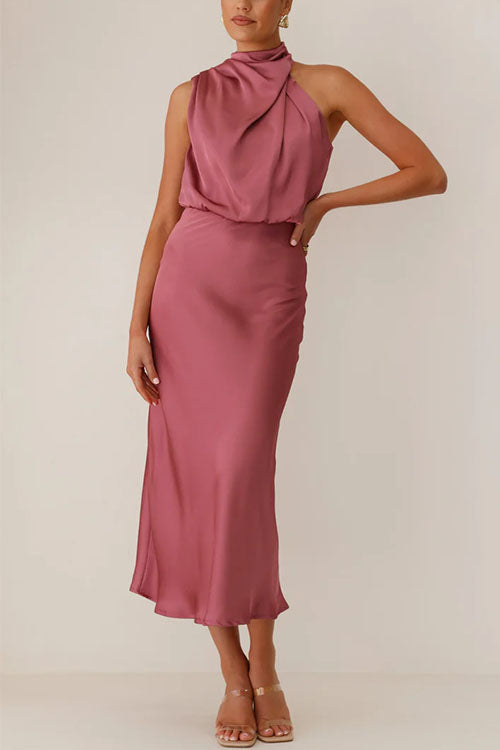 Karleedress Sleeveless Mockneck Waisted Maxi Dress