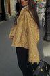 Karleedress Stand Collar Zip Up Pocketed Sequin Jacket