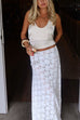 Karleedress Elastic WaistBand Lace Hollow Out Maxi Skirt
